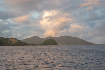Amazing Carribean sunset with wonderful colors in the sky