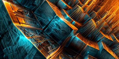 Blue digital lines in a futuristic abstract background design