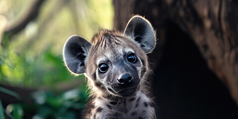 Obraz premium cute baby hyena, generative AI