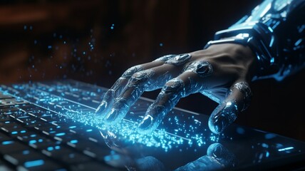 Digital Holographic Representation of an AI-Powered Healing Hand - AI Generative