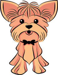 Vector dog in flat style of Yorkshire Terrier breed.