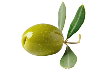 Olive with a green leaf, cut out - stock png.