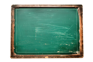 Empty green chalkboard, cut out - stock png.