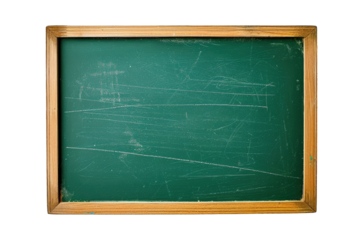 Empty green chalkboard, cut out - stock png.