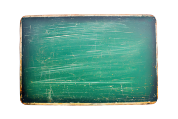 Empty green chalkboard, cut out - stock png.