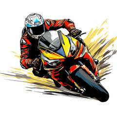 motogp image design with PNG tranparent background. vector style motogp illustration design for stickers, t-shirts and others. Generative Ai