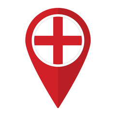 Fototapeta premium England flag on map pinpoint icon isolated. Flag of England