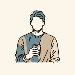 a man wearing a sweater is drinking coffee