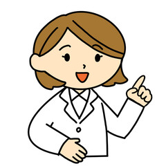 指さして案内する　医者の女性