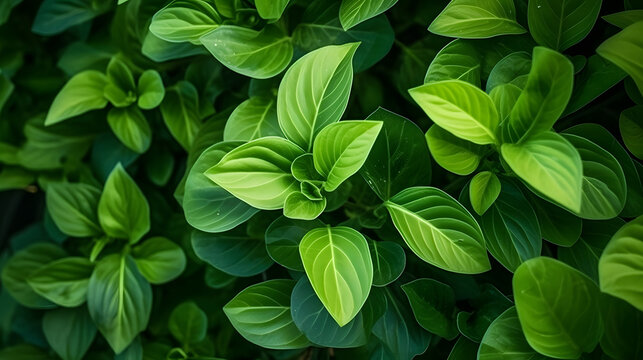 beautiful closeup photo of green leaves. wallpaper background for desktop web design for ads and copy space print.