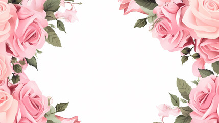 Empty floral frame with copy space for greeting card or invitation design