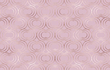 Abstract geometric seamless pattern ornament design with rose gold tiles.