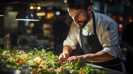 Fototapeta premium Chef preparing a salad
