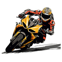 moto gp image desigen with PNG transparent background. vector style moto gp illustration design for stickers,t-shirts and others, generative ai