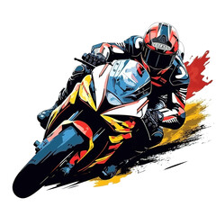 moto gp image desigen with PNG transparent background. vector style moto gp illustration design for stickers,t-shirts and others, generative ai