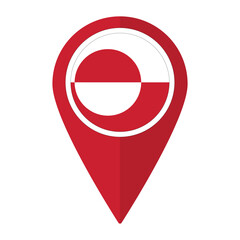Greenland flag on map pinpoint icon isolated. Flag of Greenland © Supatra