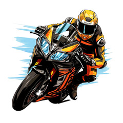 moto gp image desigen with PNG transparent background. vector style moto gp illustration design for stickers,t-shirts and others, generative ai