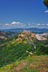 Civita di Bagnoregio comune, town, and surrounding landscape view in the Province of Viterbo in the...