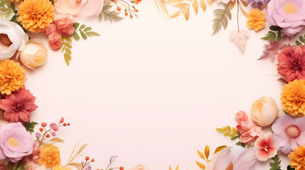 Fototapeta na wymiar Pink rose flower composition background, decorative flower background pattern, floral border background