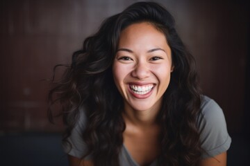 Asian bi-racial woman smiling happy face portrait - Powered by Adobe