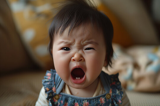 Asian baby girl having a tantrum