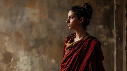 Woman of a person in a red toga