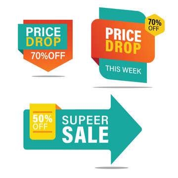 Sale banners. Super sale offer banner, low price tags and super sale badges. Best  offer sticker, Mega sale badge vector icons set 