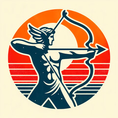 illustration of Apollo shooting archery, vintage grunge art, ai generate