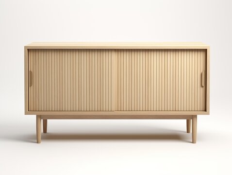 Minimalist wooden sideboard with sliding doors,