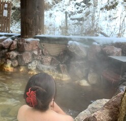 woman in the hotsprings 