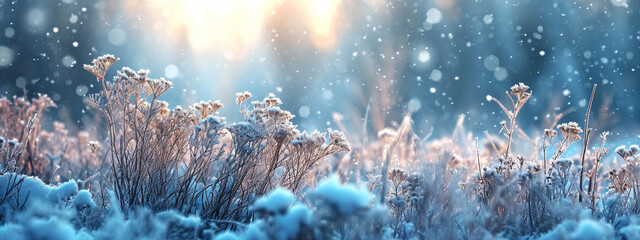 Winter themed background with lots of snow