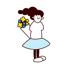 花束を持つ女性