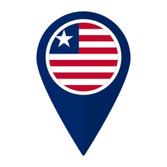 Liberia flag on map pinpoint icon isolated. Flag of Liberia