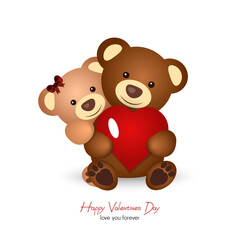 Obraz premium Happy valentine's day, happy couple bears together with big heart