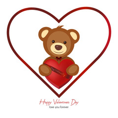 Happy valentine's day, bear holding big heart sweet box 