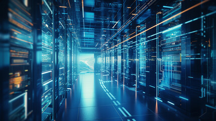 high tech supercomputer, data room, sci-fi, quantum computing , large corporate server room