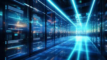 high tech supercomputer, data room, sci-fi, quantum computing , large corporate server room