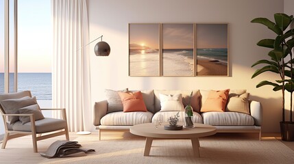 Modern monochromatic living room interior design 