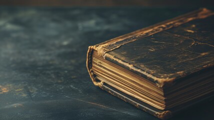 Antique book closed on a dark surface - obrazy, fototapety, plakaty