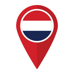 Fototapeta premium Netherlands flag on map pinpoint icon isolated. Flag of Netherlands