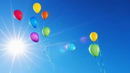 colorful balloons with blue sky background