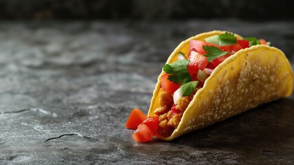 A taco with chicken and fresh vegetables - obrazy, fototapety, plakaty