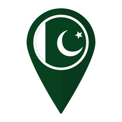Pakistan flag on map pinpoint icon isolated. Flag of Pakistan