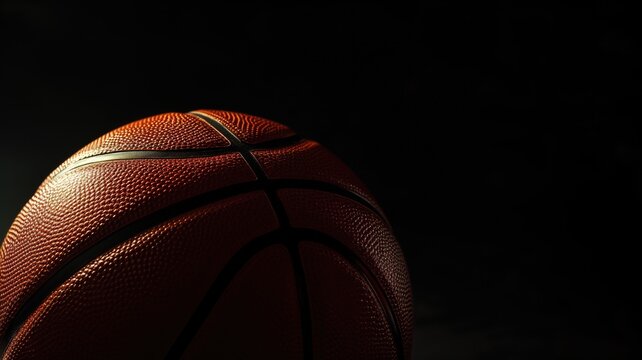 Close-up of an orange basketball on a dark background