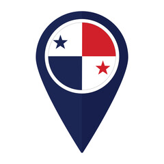 Panama flag on map pinpoint icon isolated. Flag of Panama