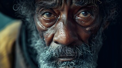 Life Lines: Close-Up Portrait of a Homeless Person's Face in Soft Natural Light