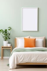 Green and White Bedroom, Serene and Stylish Space