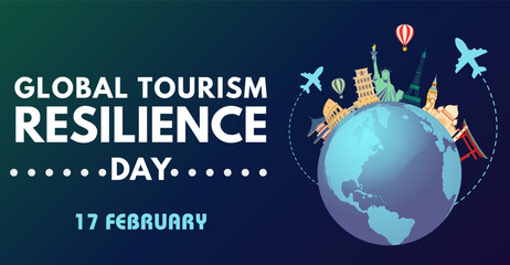 Global Tourism Resilience day, 17 February - obrazy, fototapety, plakaty