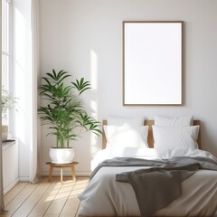 Cozy Bedroom With Bed and Corner Plant