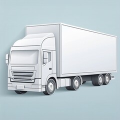 white cargo truck for delivery with a white blank empty trailer Vector Design Illustration for Background created with generative ai	